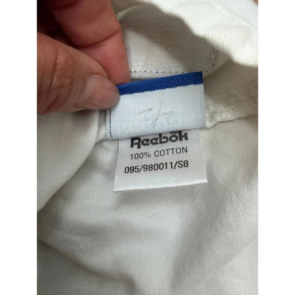 Vintage Reebok Athletic Department White Cotton Shorts Men's L Drawstring Logo